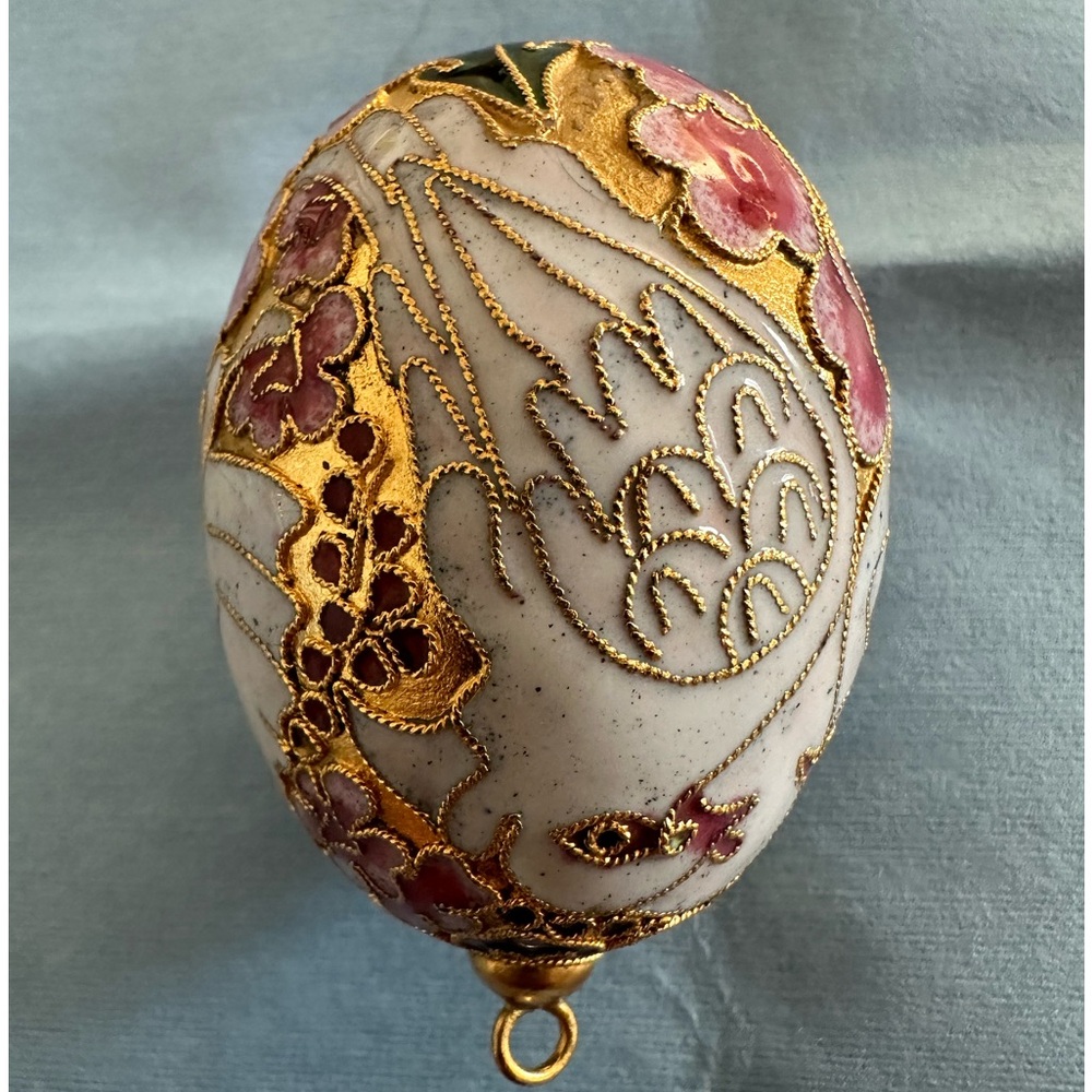 VINTAGE Metallic Egg Ornament Enamel